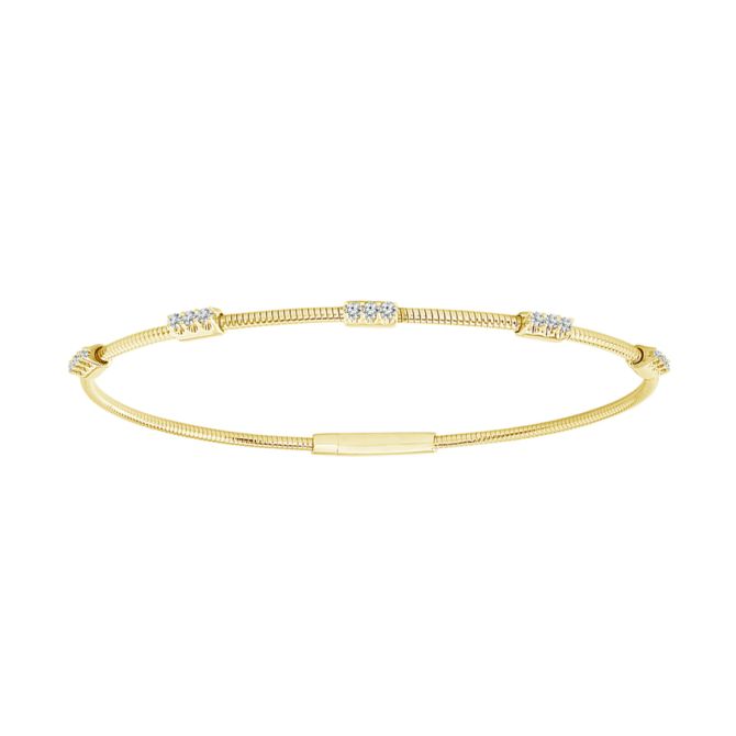 iDD Flexie Diamond 5 Station Flexible Bracelet in Yellow Gold, 6.75"