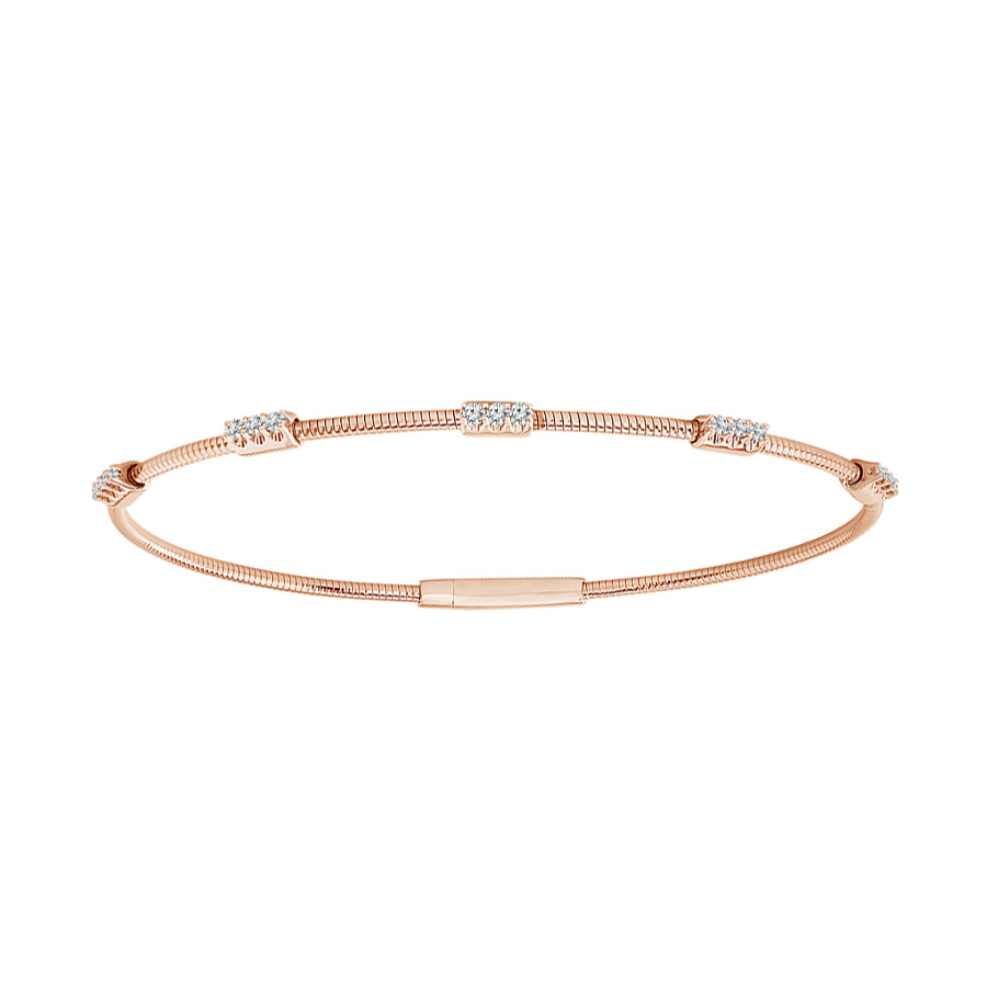 iDD Flexie Diamond 5 Station Flexible Bracelet in Rose Gold, 6.75