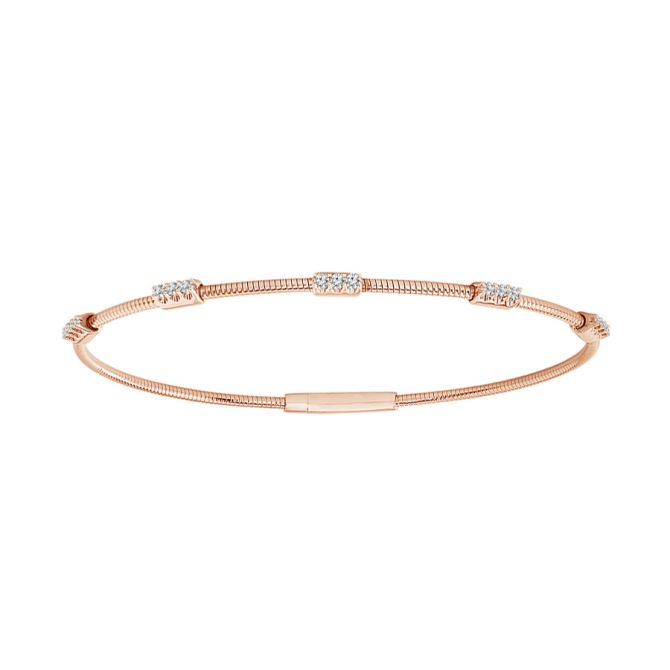 iDD Flexie Diamond 5 Station Flexible Bracelet in Rose Gold, 6.75"