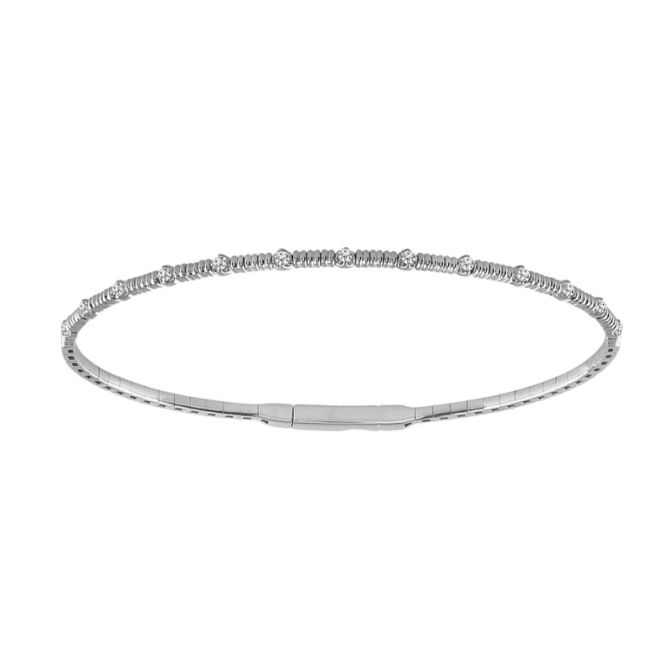 iDD Flexie Diamond Station Flexible Bracelet in White Gold, 6.5"