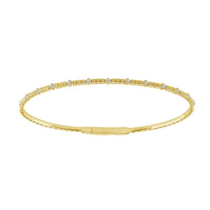 iDD Flexie Diamond Station Flexible Bracelet in Yellow Gold, 6.5"