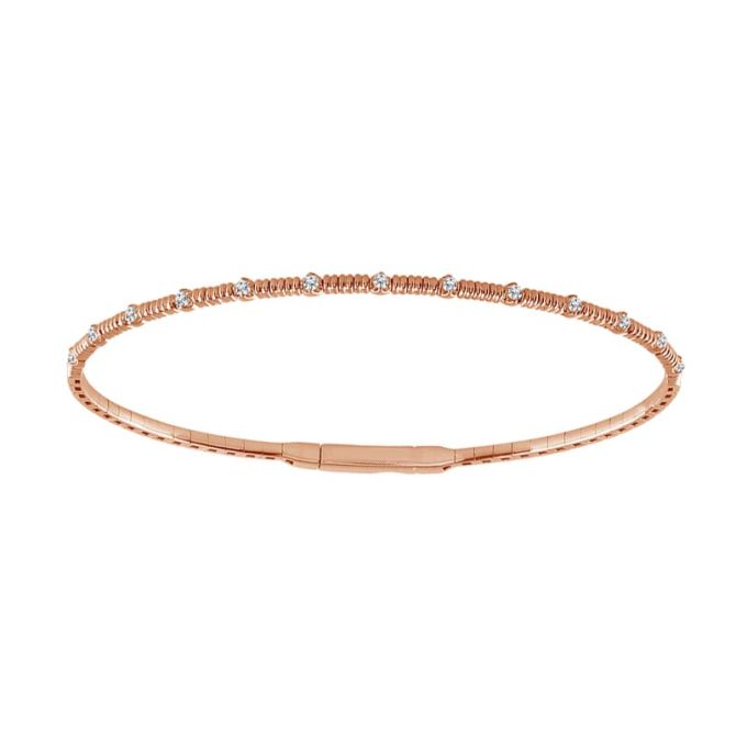 iDD Flexie Diamond Station Flexible Bracelet in Rose Gold, 6.5"