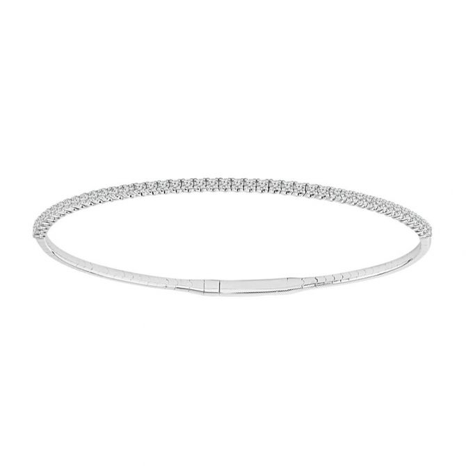 iDD Flexie Diamond Single Row Flexible Bracelet in White Gold, 6.75", 0.50 cttw