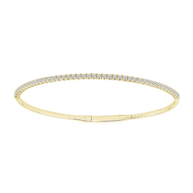 iDD Flexie Diamond Single Row Flexible Bracelet in Yellow Gold, 6.75", 0.50 cttw