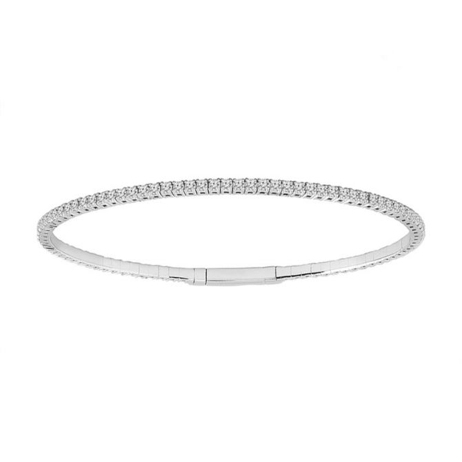 iDD Flexie Diamond Single Row Flexible Bracelet in White Gold, 6.75", 1.40 cttw