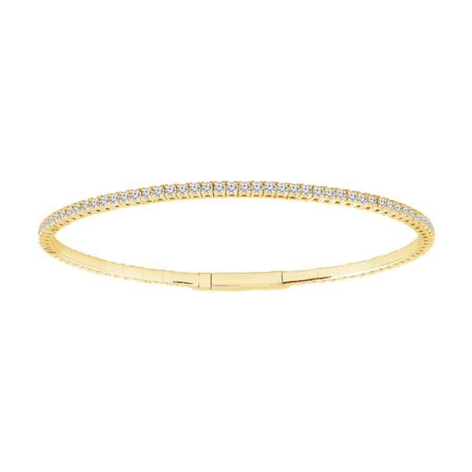 iDD Flexie Diamond Single Row Flexible Bracelet in Yellow Gold, 6.75", 1.40 cttw