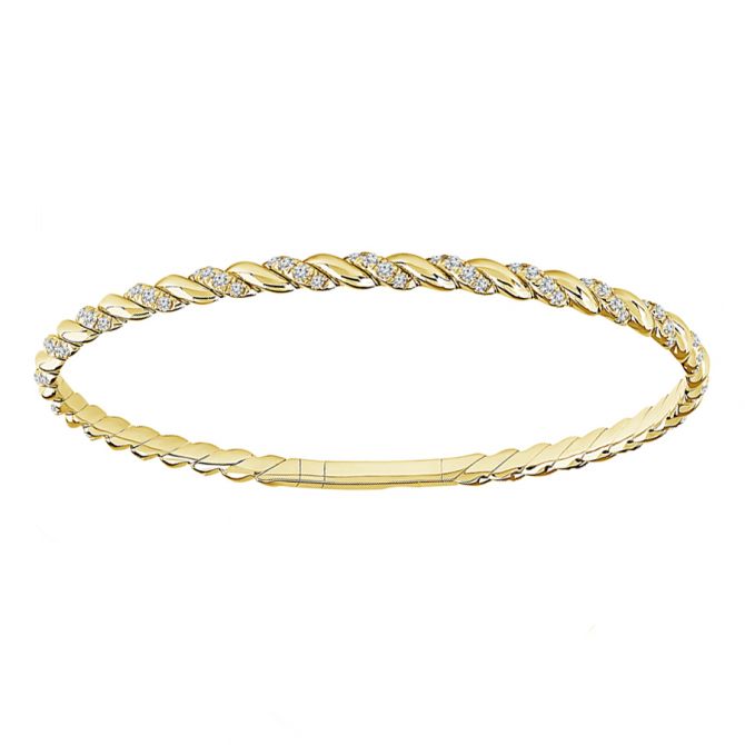 iDD Flexie Diamond & Yellow Gold Twisted Flexible Bracelet