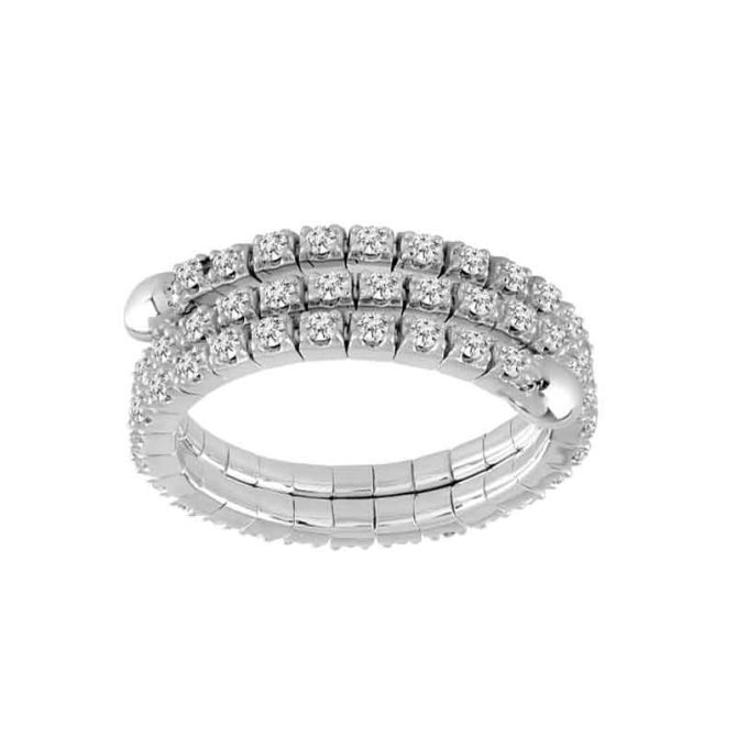 iDD Flexie Diamond Triple Wrap Flexible Ring in White Gold