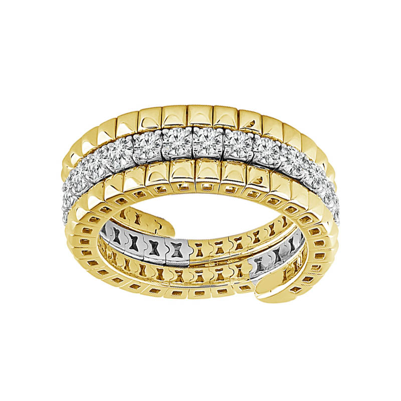 iDD Flexie Diamond & Yellow Gold Square Triple Wrap Flexible Ring in Two Tone
