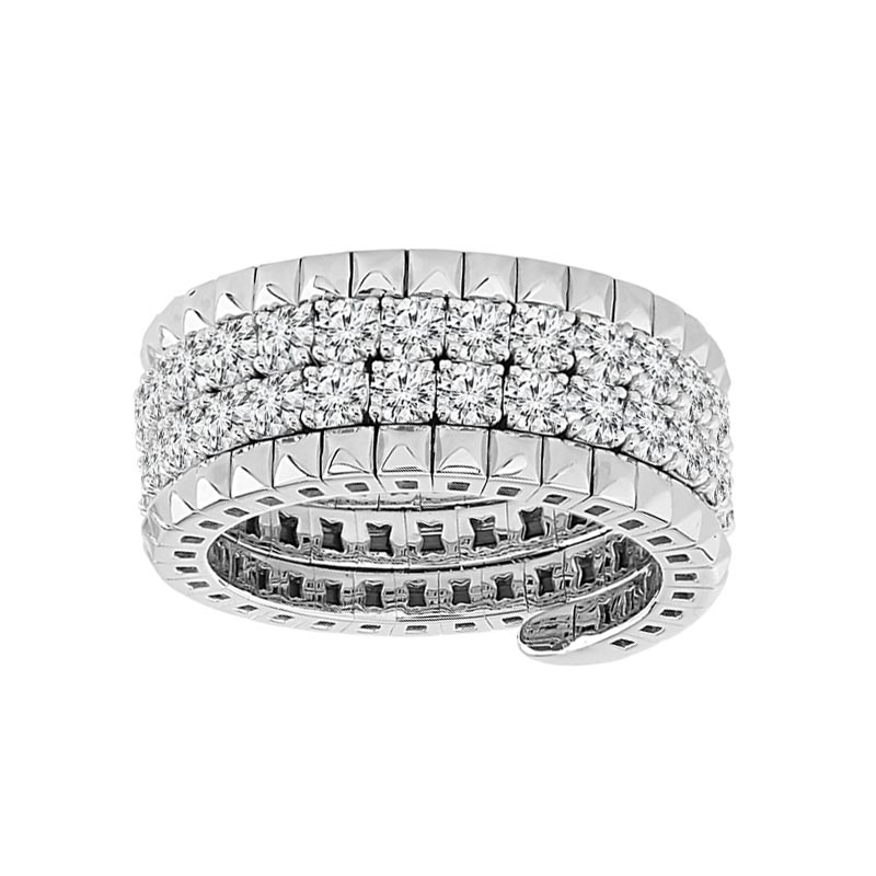iDD Flexie Diamond 4 Row Wrap Flexible Ring in White Gold
