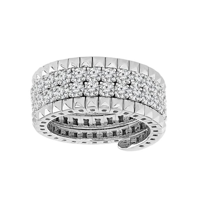 iDD Flexie Diamond 4 Row Wrap Flexible Ring in White Gold