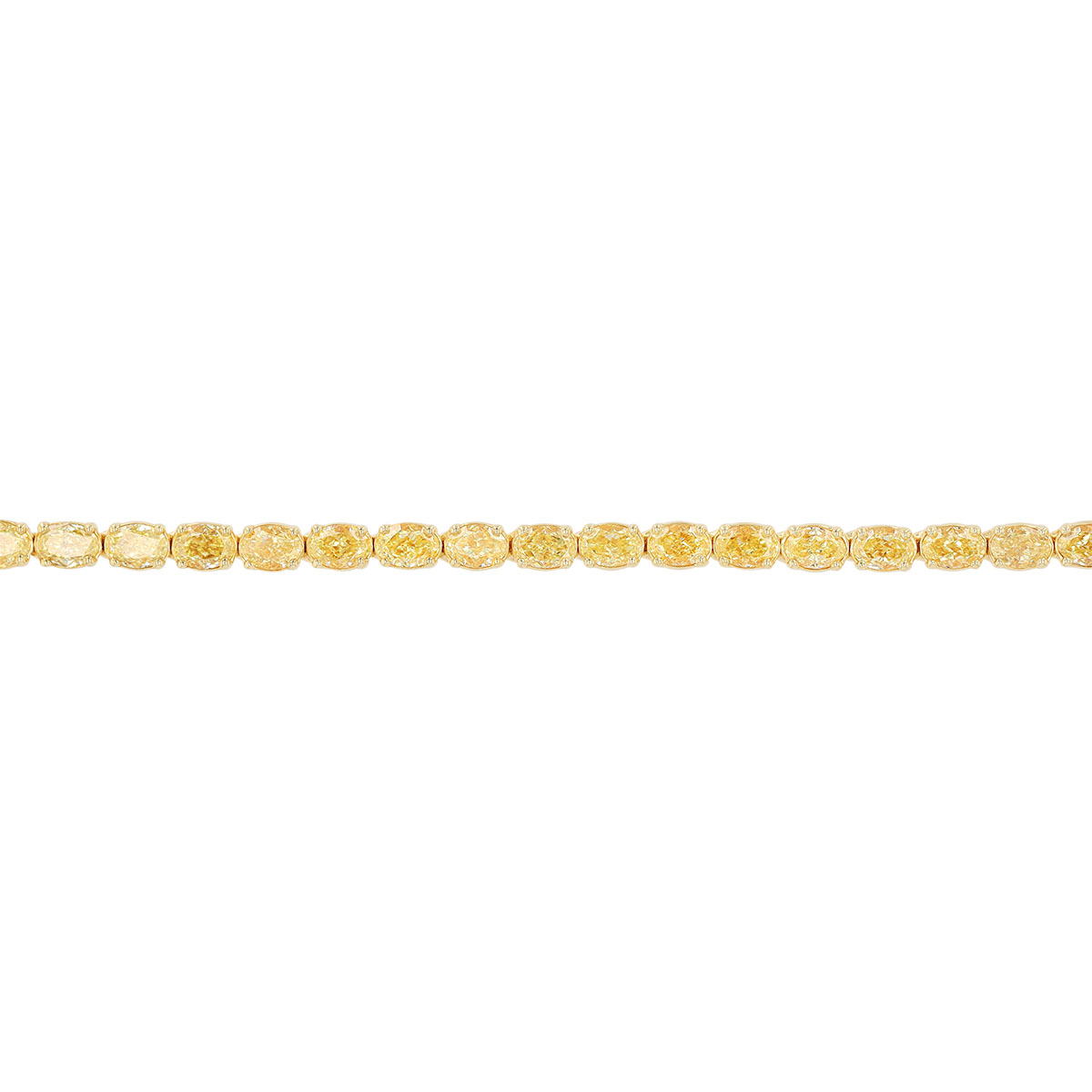 Oval Fancy Yellow Diamond Tennis Bracelet in Yellow Gold, 7