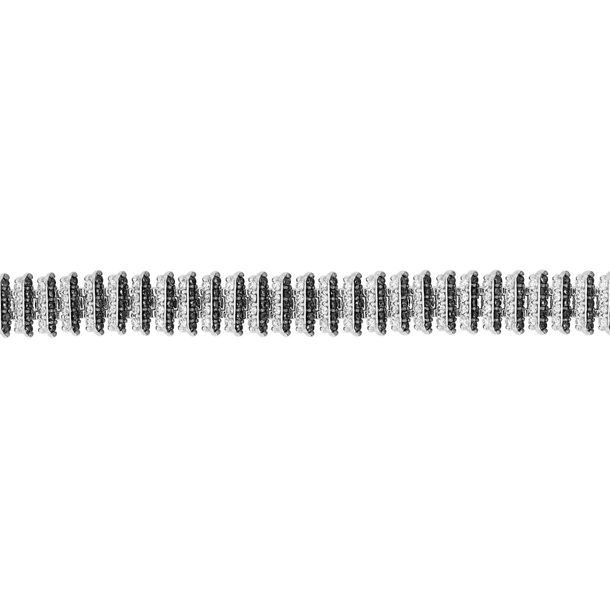 Black & White Diamond Pavé Column Bracelet in White Gold & Black Rhodium, 7