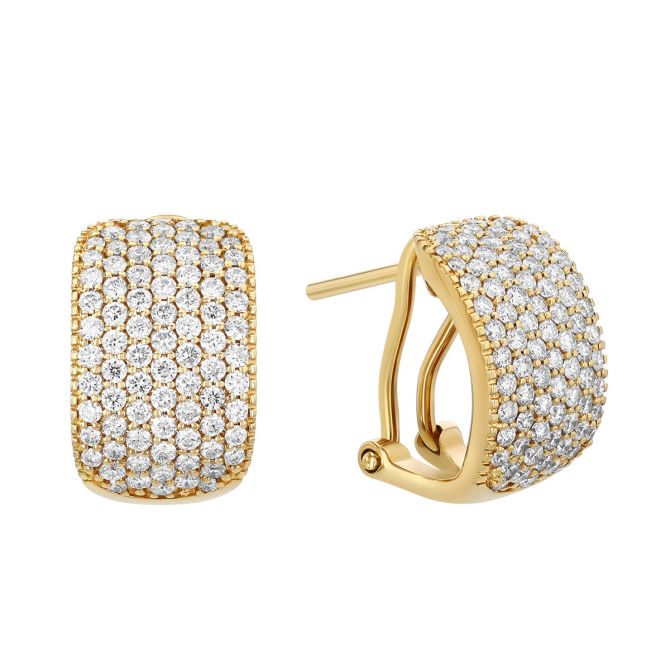Diamond Pavé Half Hoop Earrings in Yellow Gold