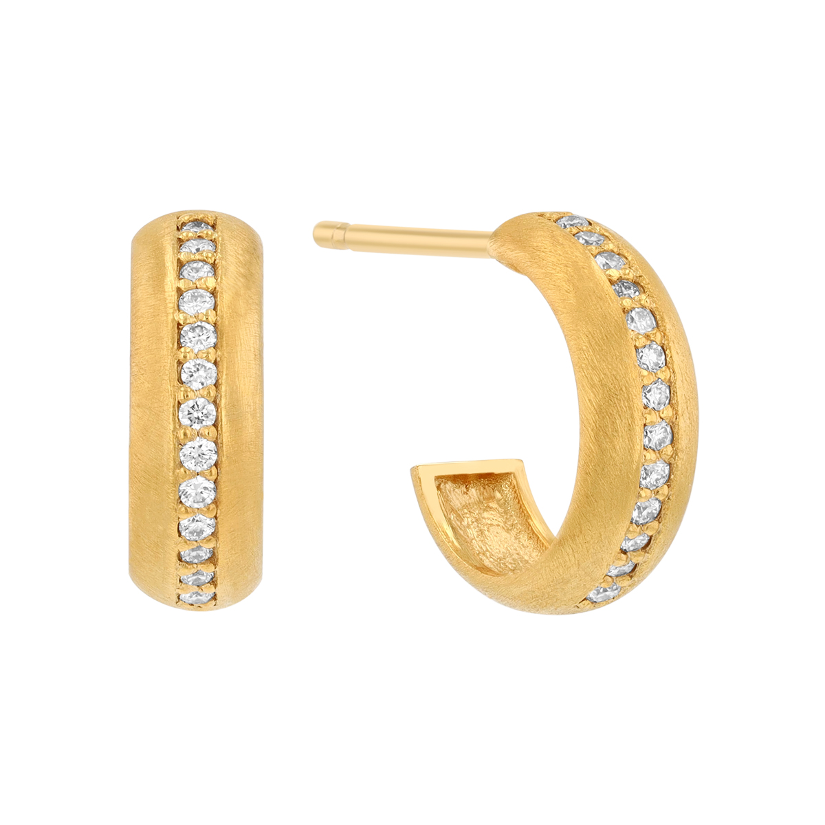 Marika Diamond Line Huggie Hoop Earrings in Yellow Gold
