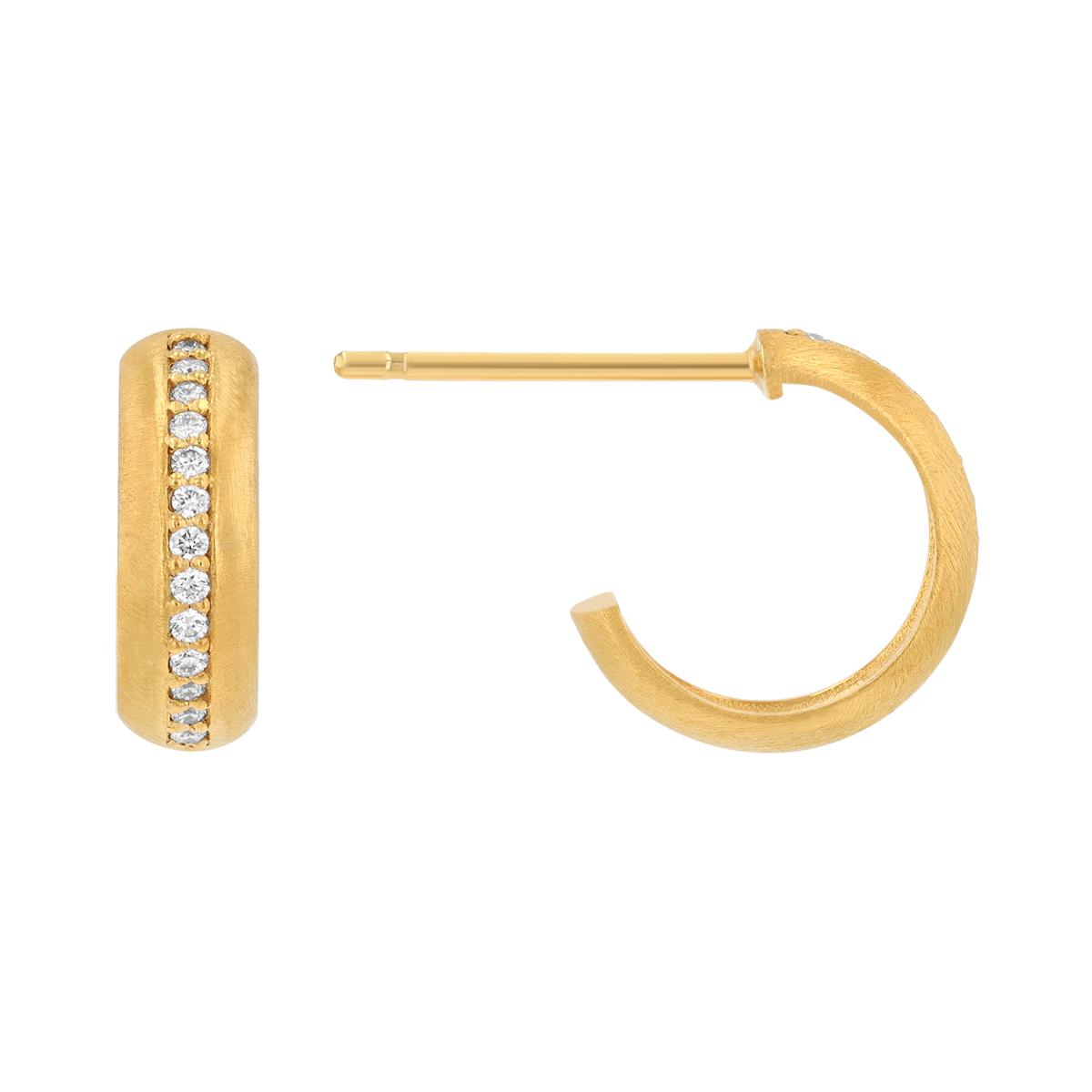 Marika Diamond Line Huggie Hoop Earrings in Yellow Gold