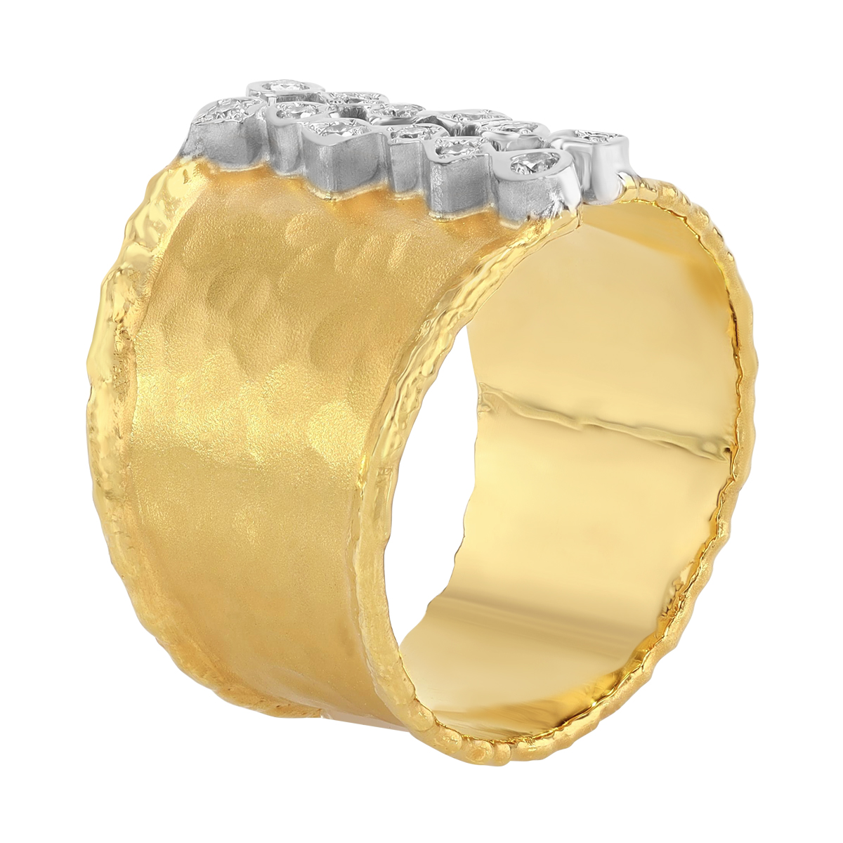 Marika Bezel Set Diamond Cluster Cigar Band Ring in Yellow Gold