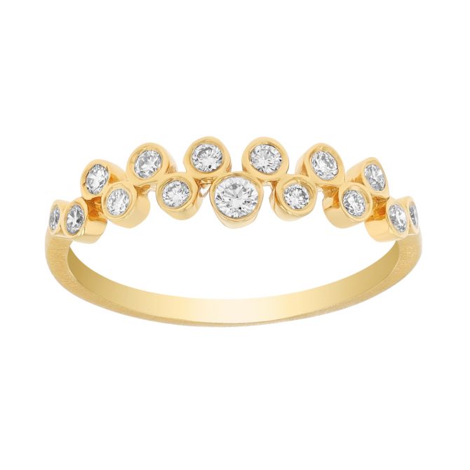 Marika Bezel Set Diamond 2 Row Ring in Yellow Gold