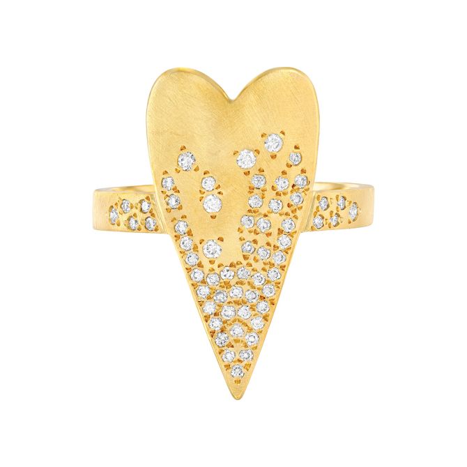 Marika Diamond Pavé Heart Ring in Yellow Gold