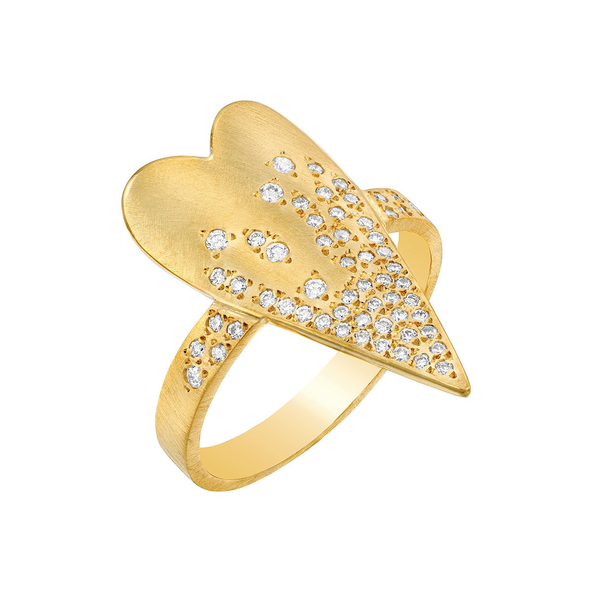Marika Diamond Pavé Heart Ring in Yellow Gold