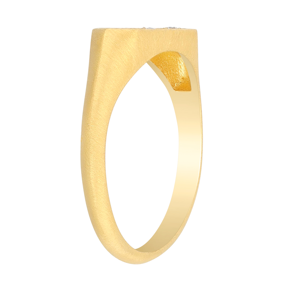 Marika Diamond Trio Starburst Signet Ring in Yellow Gold