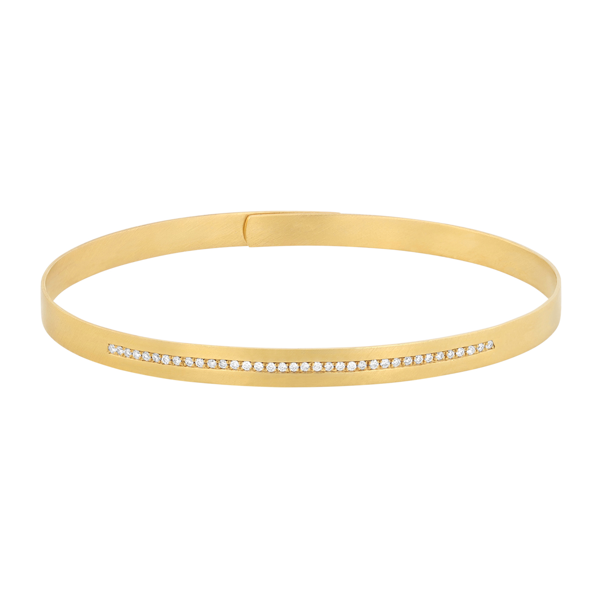 Marika Diamond Line Flat Bangle Bracelet in Yellow Gold