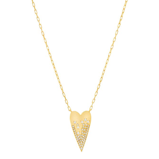 Marika Diamond Pavé Heart Pendant in Yellow Gold