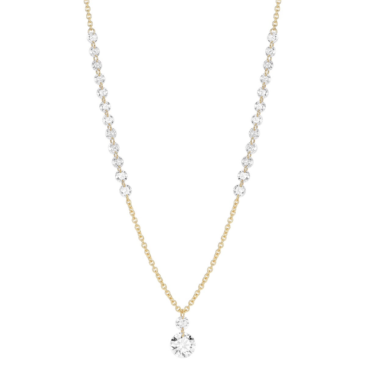 TARA Pearls Round Diamond Pendant & Chain Necklace in Yellow Gold, 18