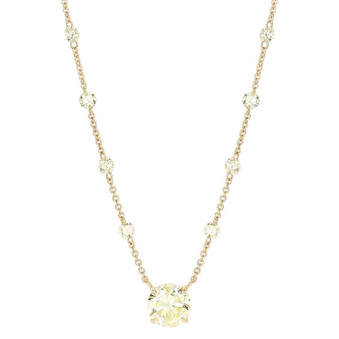 TARA Pearls Round Fancy Yellow Diamond & Station Necklace in Yellow Gold, 18"