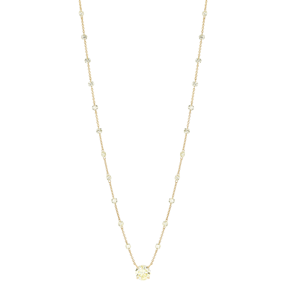 TARA Pearls Round Fancy Yellow Diamond & Station Necklace in Yellow Gold, 18