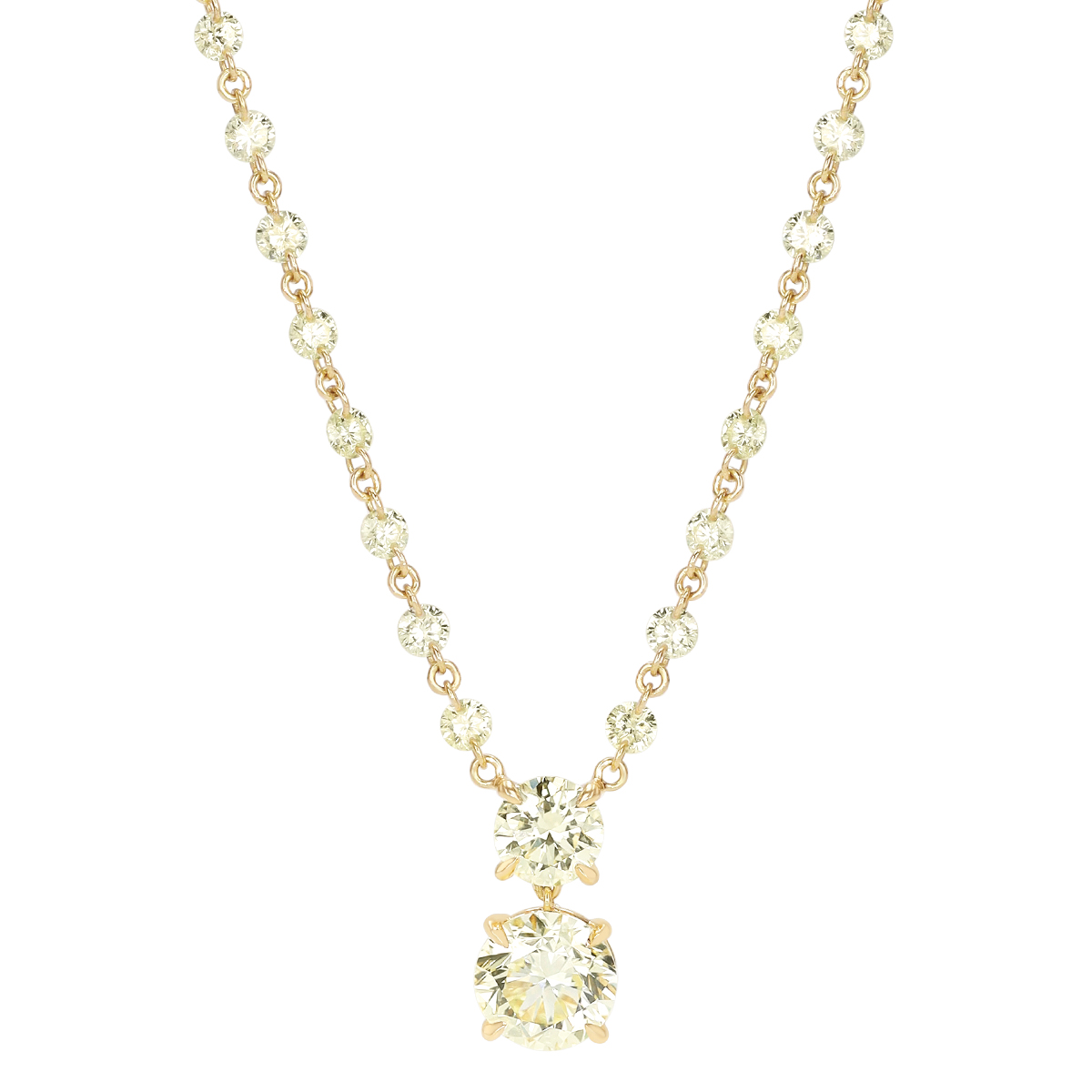 TARA Pearls Round Fancy Yellow Diamond Duo & Station Necklace in Yellow Gold, 18