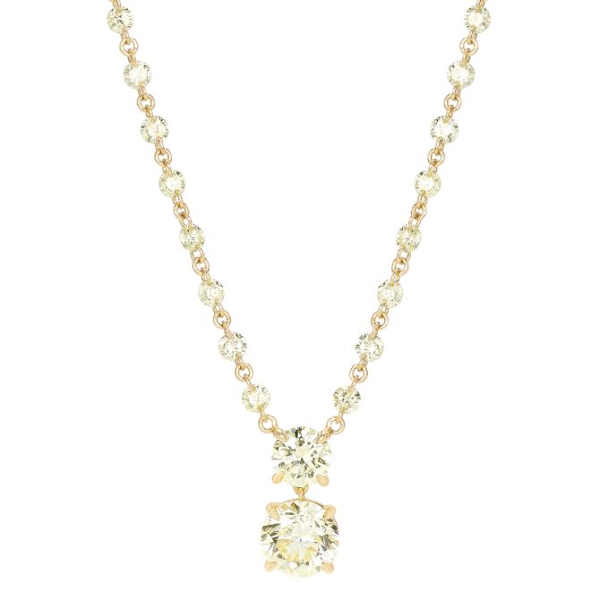 TARA Pearls Round Fancy Yellow Diamond Duo & Station Necklace in Yellow Gold, 18"