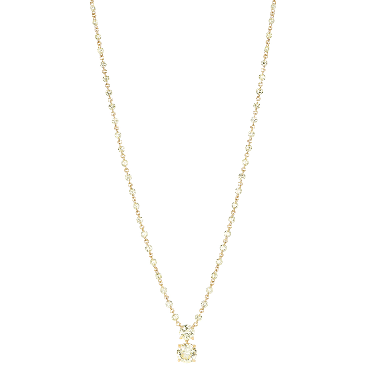 TARA Pearls Round Fancy Yellow Diamond Duo & Station Necklace in Yellow Gold, 18