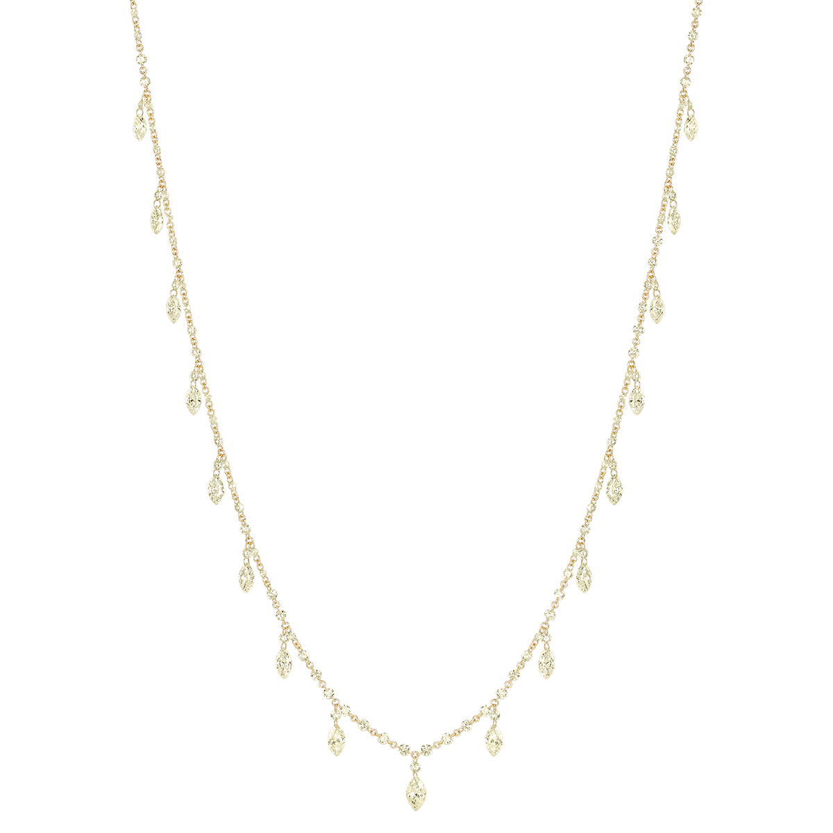 TARA Pearls Marquise Diamond Dangle Station Necklace in Yellow Gold, 18