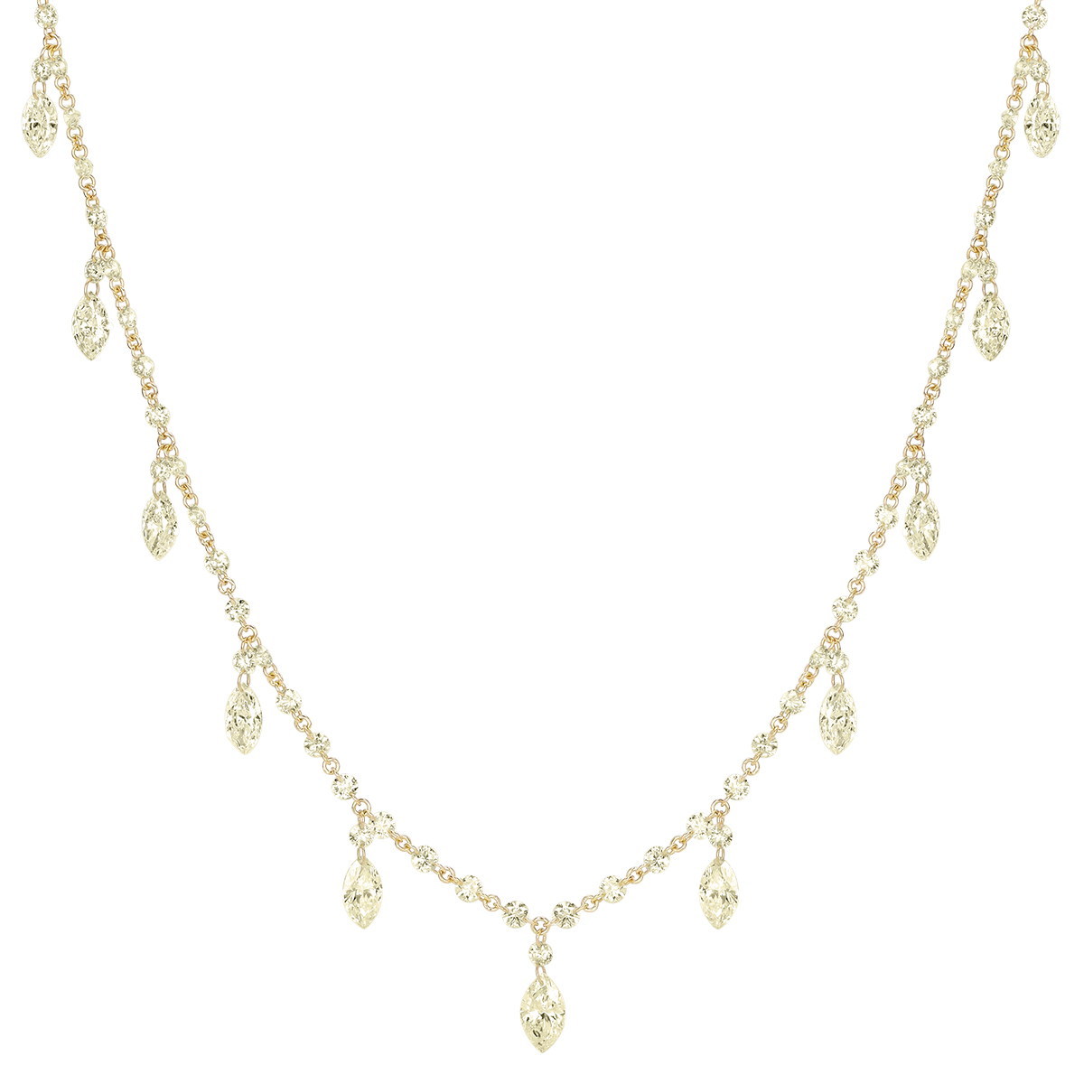 TARA Pearls Marquise Diamond Dangle Station Necklace in Yellow Gold, 18