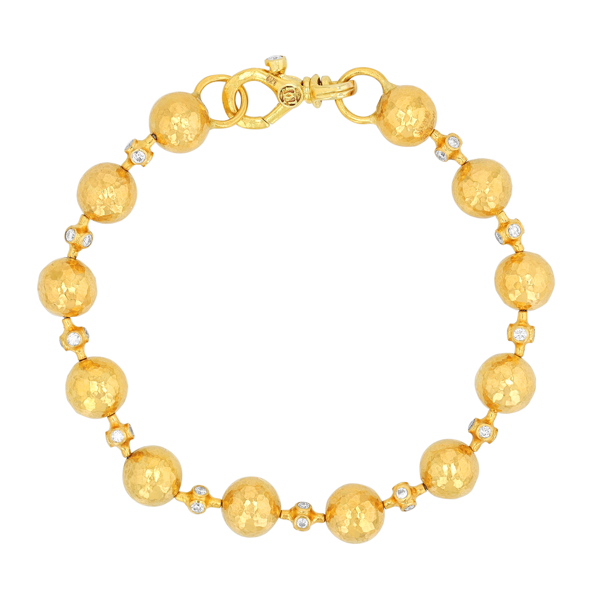 Gurhan Yellow Gold Ball & Diamond Accent Bracelet, 7