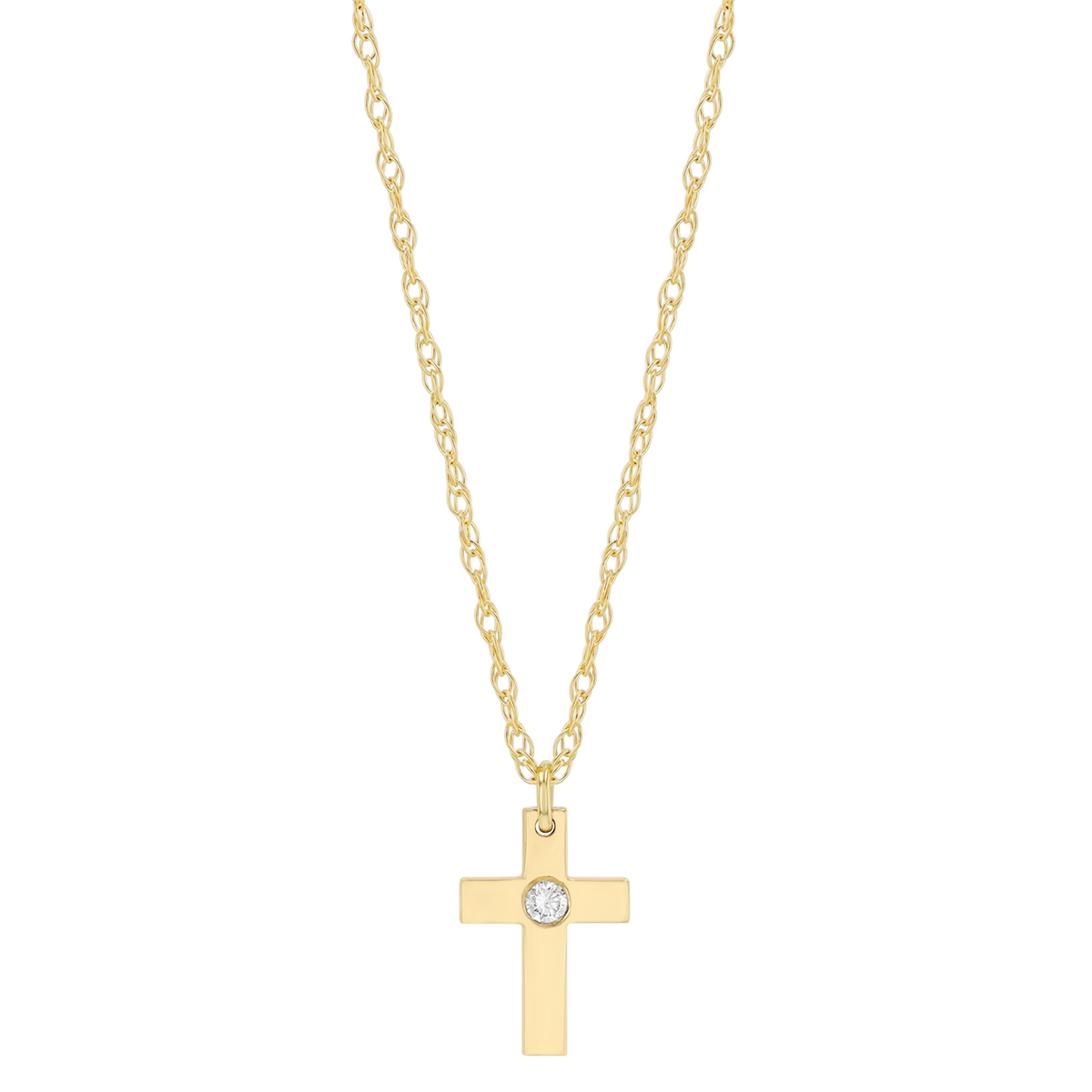 Flush Set Diamond Cross Pendant in Yellow Gold, 18