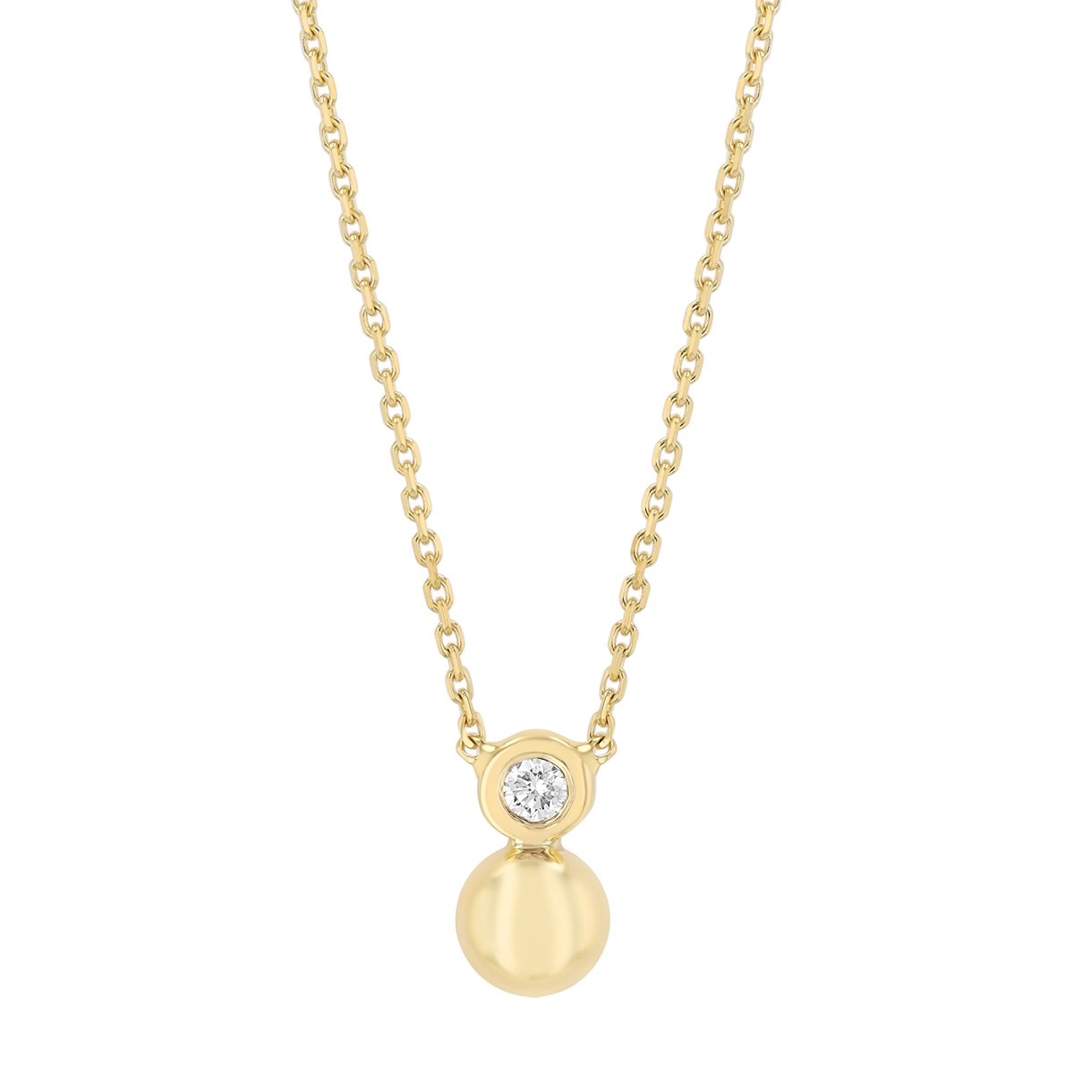 Bezel Set Diamond & Ball Pendant in Yellow Gold, 18