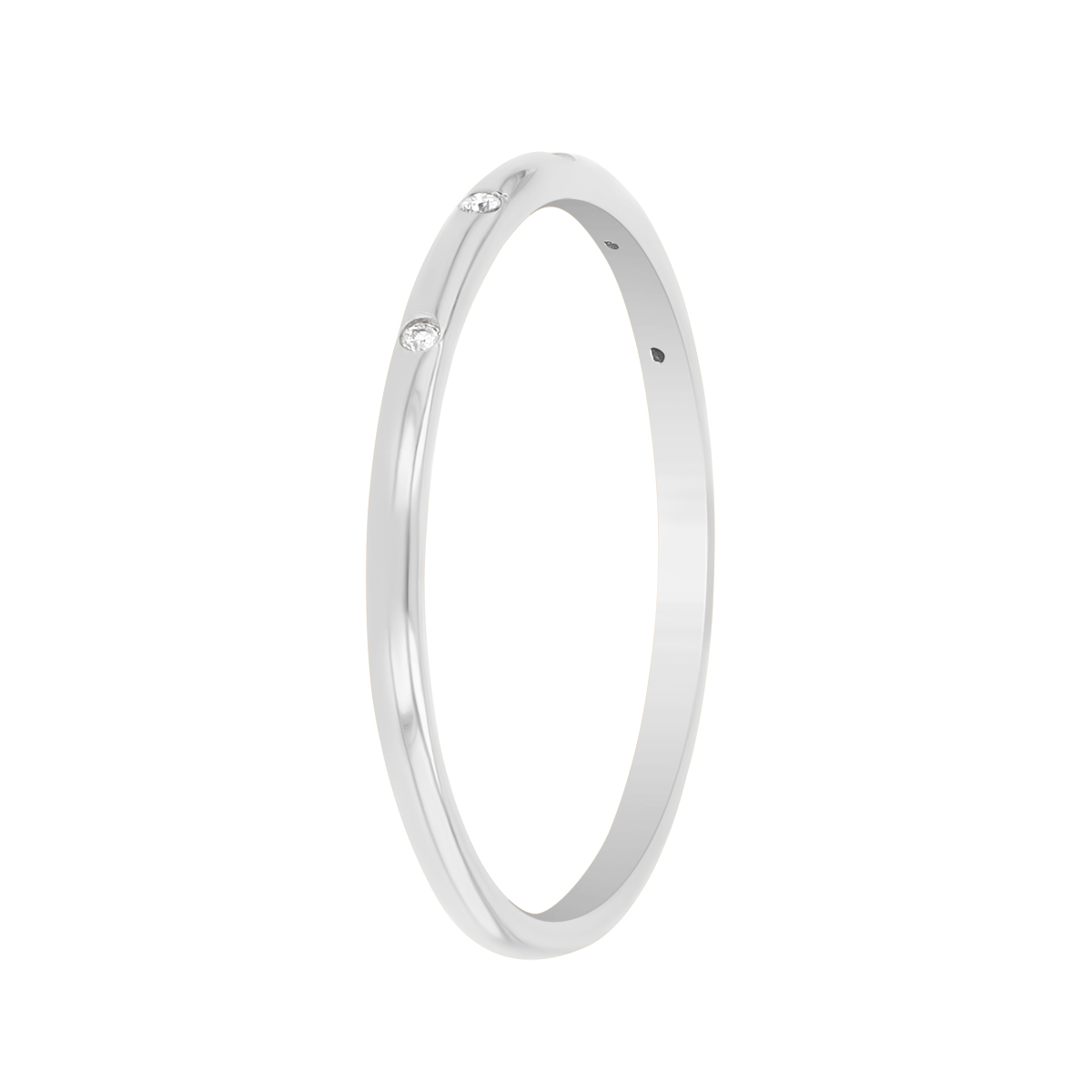 Flush Set Diamond Station Stacking Band Ring in White Gold
