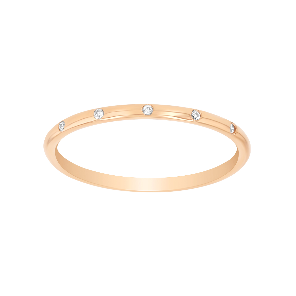 Flush Set Diamond Station Stacking Band Ring in Rose Gold