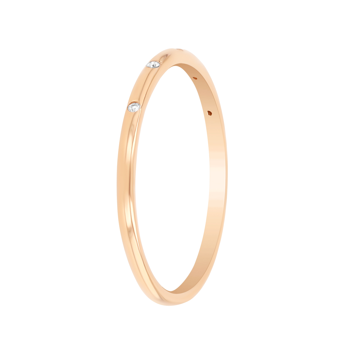 Flush Set Diamond Station Stacking Band Ring in Rose Gold