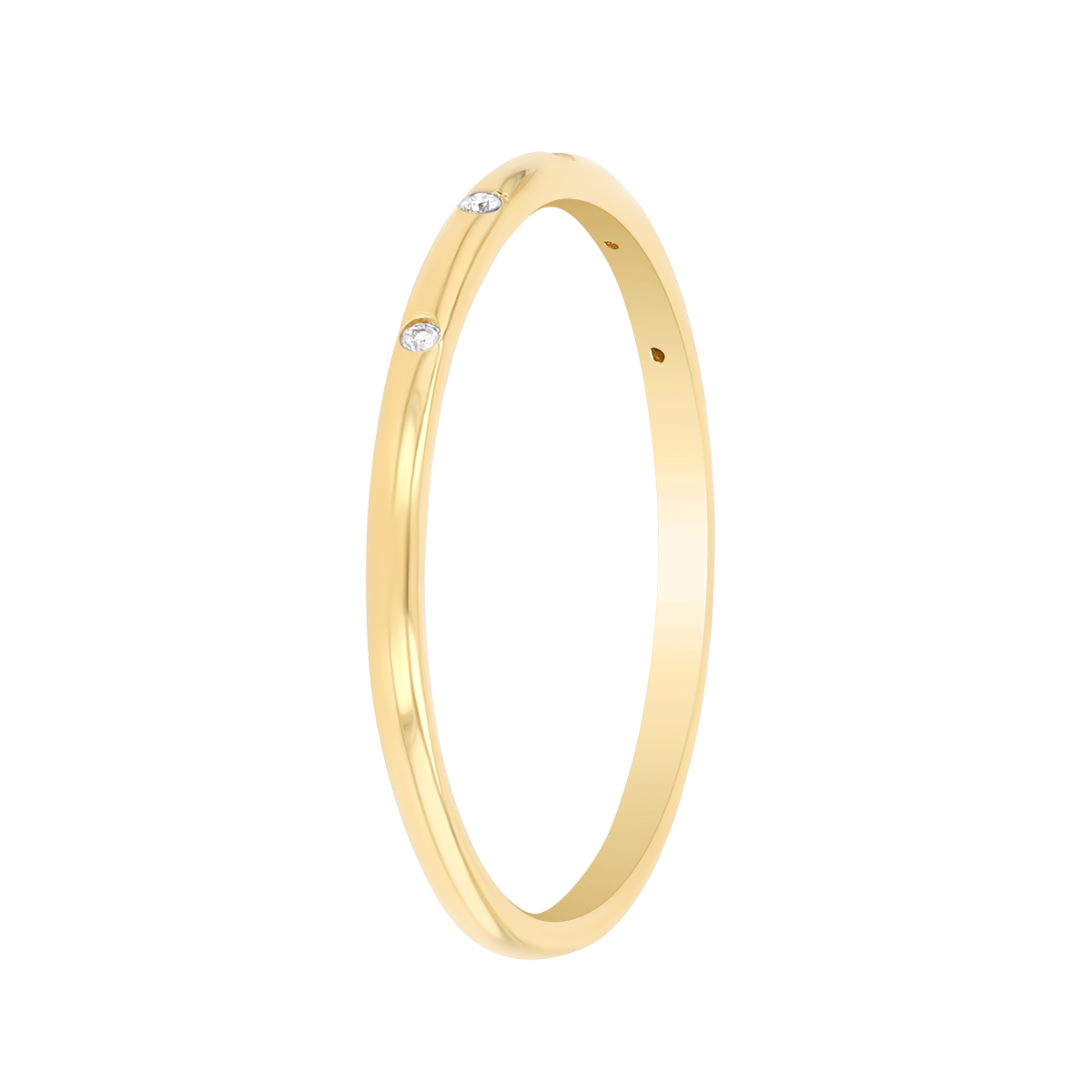 Flush Set Diamond Station Stacking Band Ring in Yellow Gold
