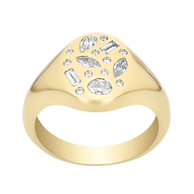 Kwiat Cobblestone Flush Set Mixed Shape Diamond Ring in Yellow Gold