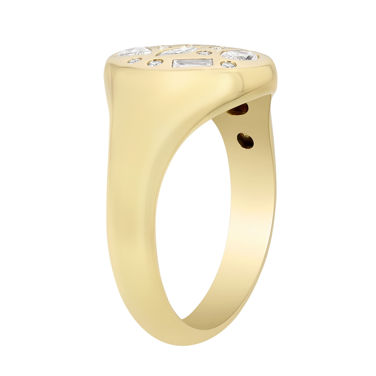 Kwiat Cobblestone Flush Set Mixed Shape Diamond Ring in Yellow Gold