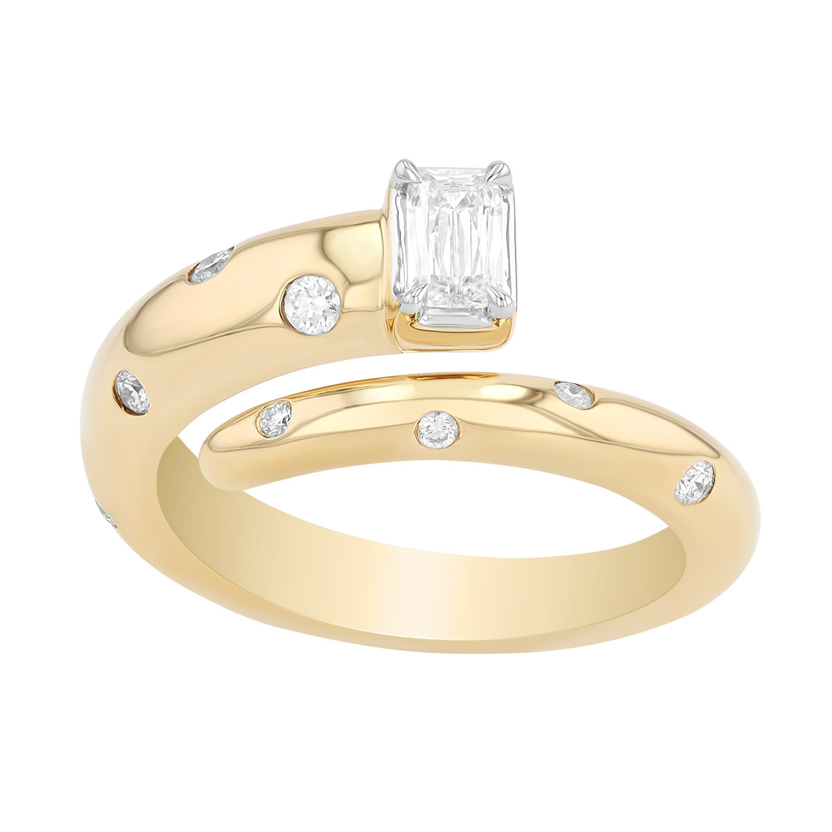 Kwiat Cobblestone Mixed Shape Diamond Bypass Ring in Yellow Gold