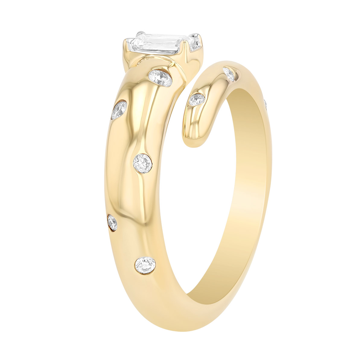 Kwiat Cobblestone Mixed Shape Diamond Bypass Ring in Yellow Gold