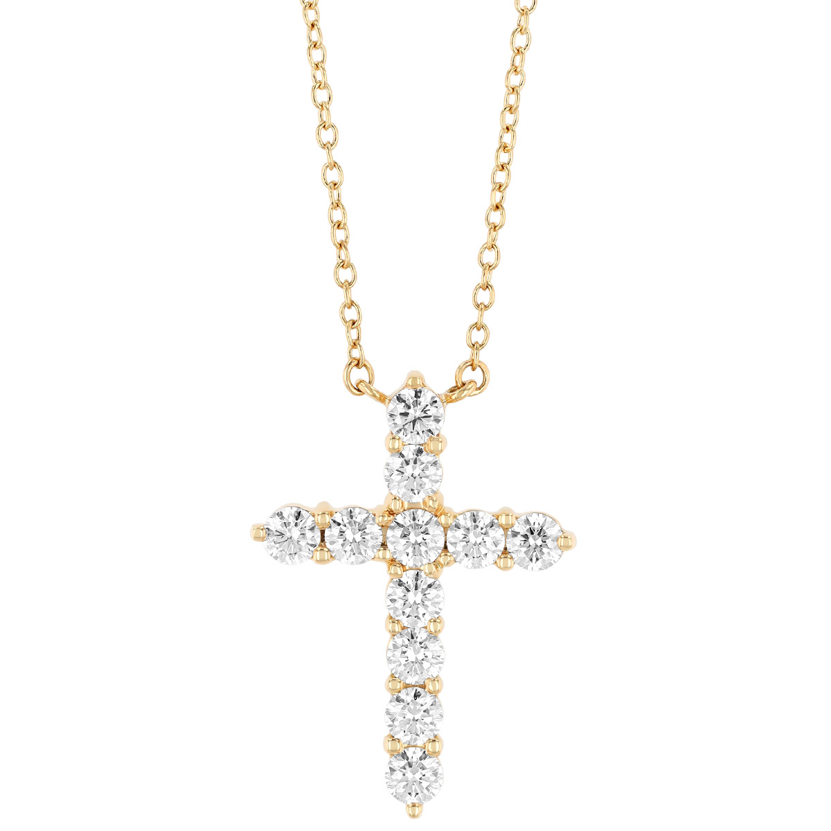Kwiat Diamond Cross Pendant in Yellow Gold, 21