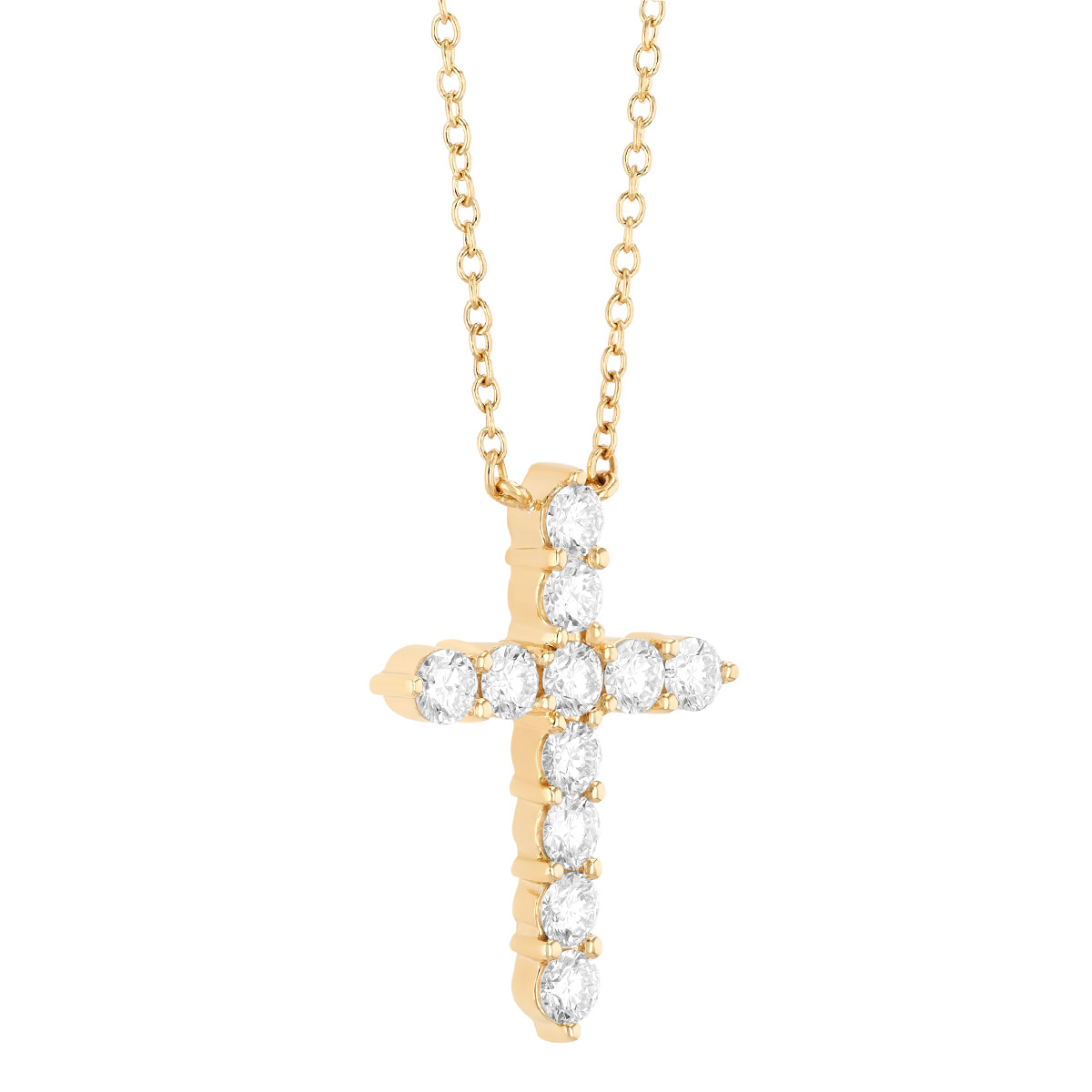 Kwiat Diamond Cross Pendant in Yellow Gold, 21
