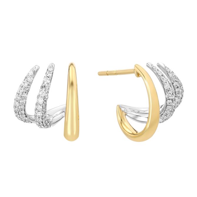Kwiat Orbit Diamond Triple Hoop Earrings in Two Tone