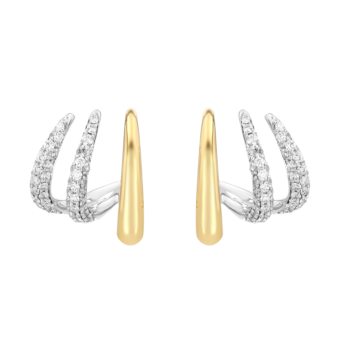 Kwiat Orbit Diamond Triple Hoop Earrings in Two Tone